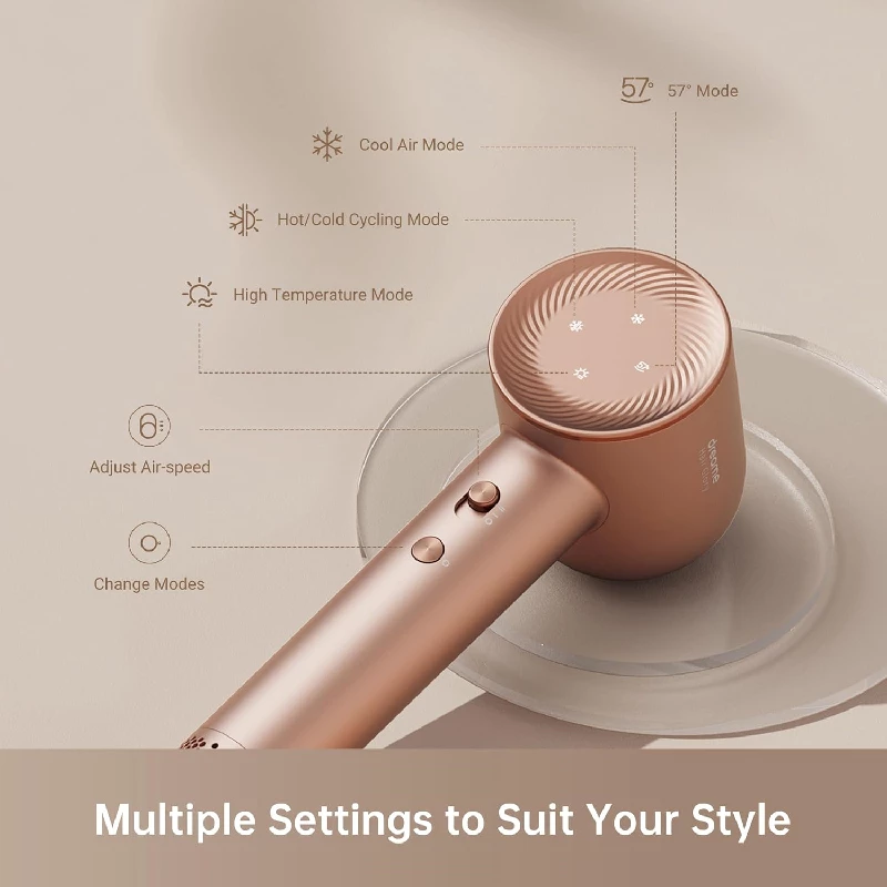 dreame Glory Hair Dryer Fast Hair Drying, Negative Ionic Blow Dryer, 110,000 RPM- Rose, 500 g-2.webp